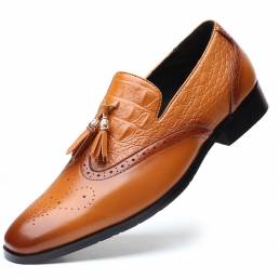 Hombres Brogue Tassel Decor Vestido Mocasines Slip On Business Zapatos formales informales