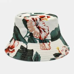 Algodón unisex de doble cara con estampado floral Hoja Patrón Cubo de impresión Sombrero