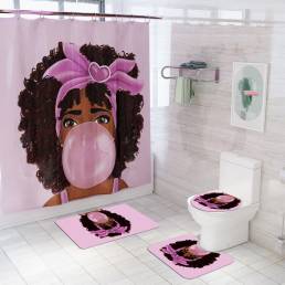 Cortina de ducha de baño o alfombra de baño de 3 piezas Juego de decoración de alfombra para inodoro antideslizante Impe