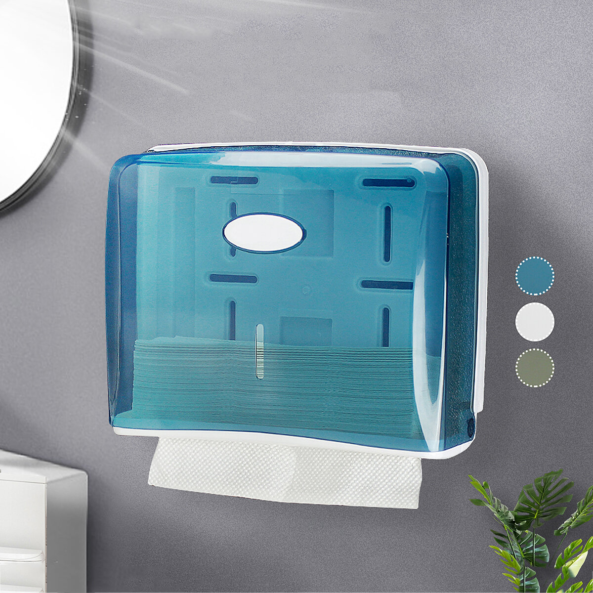 Impermeable Montado en la pared Cuarto de baño Soporte de estante de papel de mano Toalla Dispensador Caja Papel de sopo