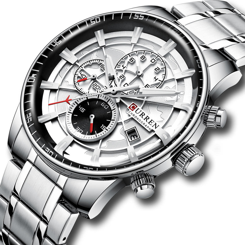 CURREN 8362 Full Steel Business Style Reloj de pulsera para hombre Luminoso Pantalla Reloj de cuarzo