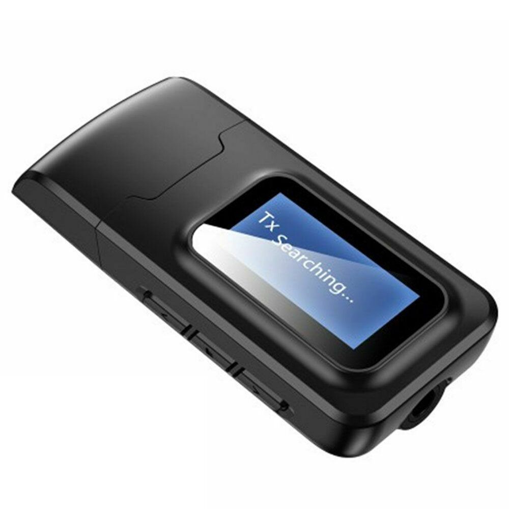 Transmisor inalámbrico Bluetooth 5.0 y adaptador AUX Receptor LCD Pantalla para altavoz PC TV portátil Coche