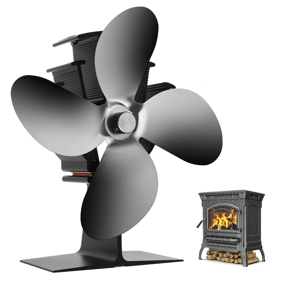 4 Cuchillas Ventilador de chimenea Ventilador de estufa Ventilador calefactado Ventilador ecológico con calefacción