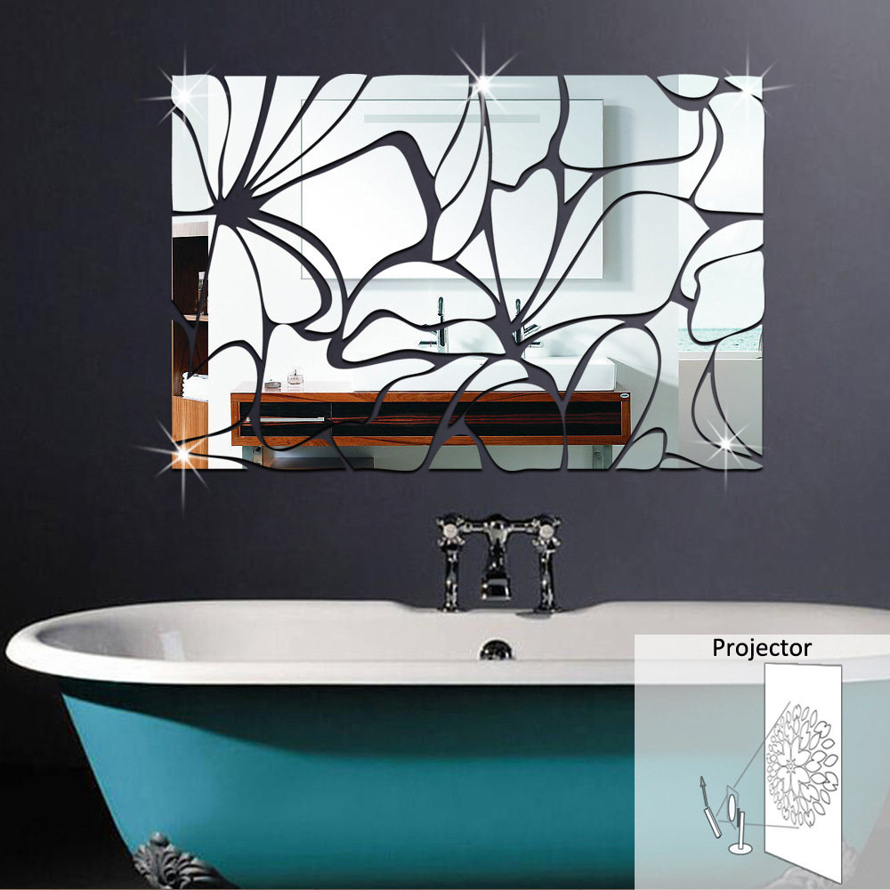 Honana acrílico espejo DIY decorativos pegatinas de pared 3D Mural baño espejo etiqueta decoración