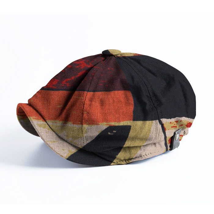 Banggood Diseño Hombres Patchwork Color Patrón Boina casquillo octogonal de ala corta informal Sombrero