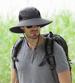 Hombres Plus Tamaño Protector solar Ala ancha UV Protección pesca Sombrero al aire libre Sol de verano Sombrero