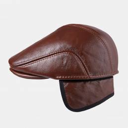 Piel de vacuno de primera capa Sombrero Boina de moda para hombres Sombreros Gorras de boina