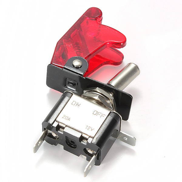 Coche rojo cubierta LED spst toggle del eje de balancín interruptor de control de 12v 20a en off