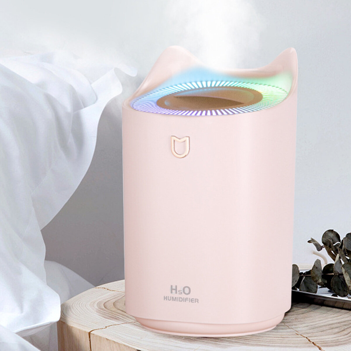 Humidificador de aire doméstico 3L con doble boquilla Cool niebla Aroma Difusor Carga USB con Colorful Luz de bajo ruido