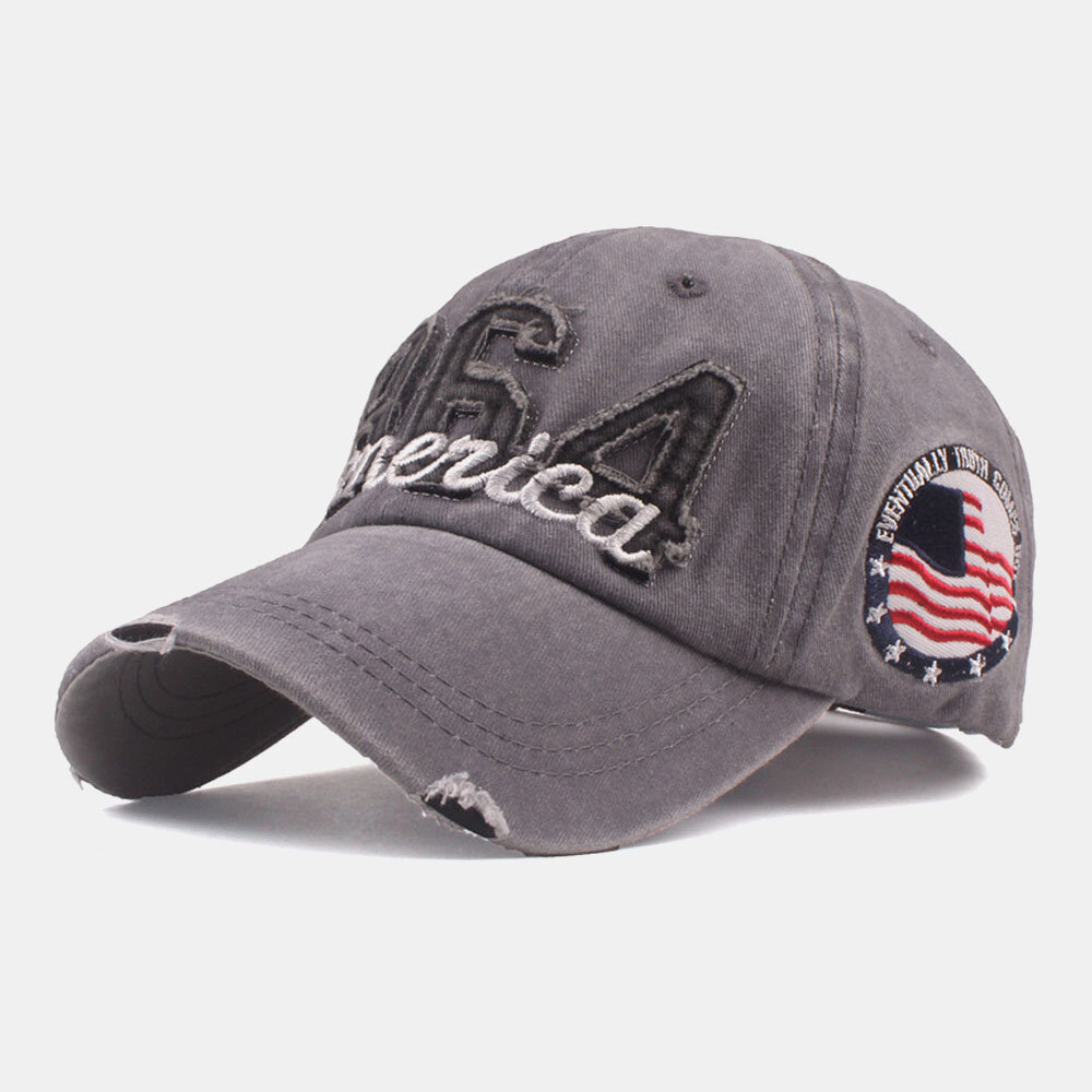 Gorra de béisbol ajustable bordada con letras de agujero de algodón para hombres