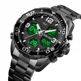 SKMEI 1649 Hombres Business Style Sport Full Metal Luminous Dual Pantalla Reloj digital