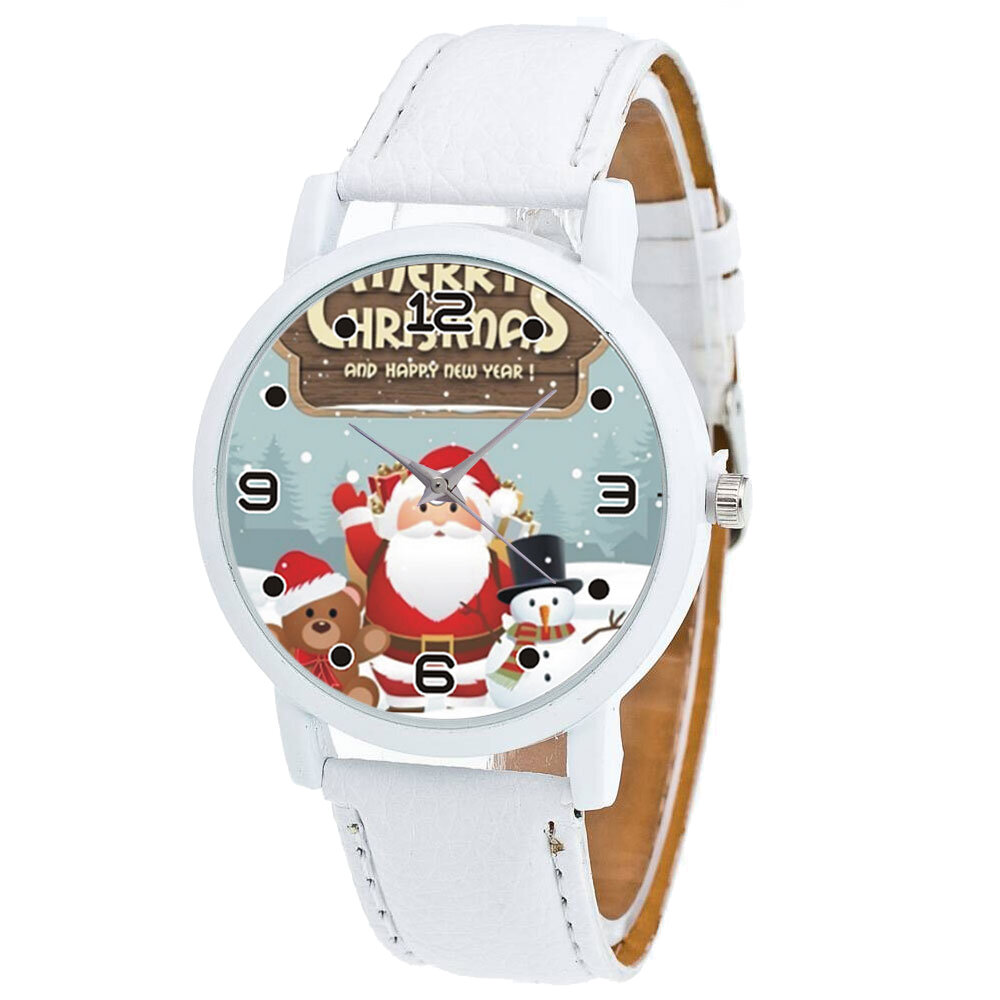 Dibujos animados de Papá Noel con peluche bear y Snow Men Patrón Reloj de cuarzo para niños de moda