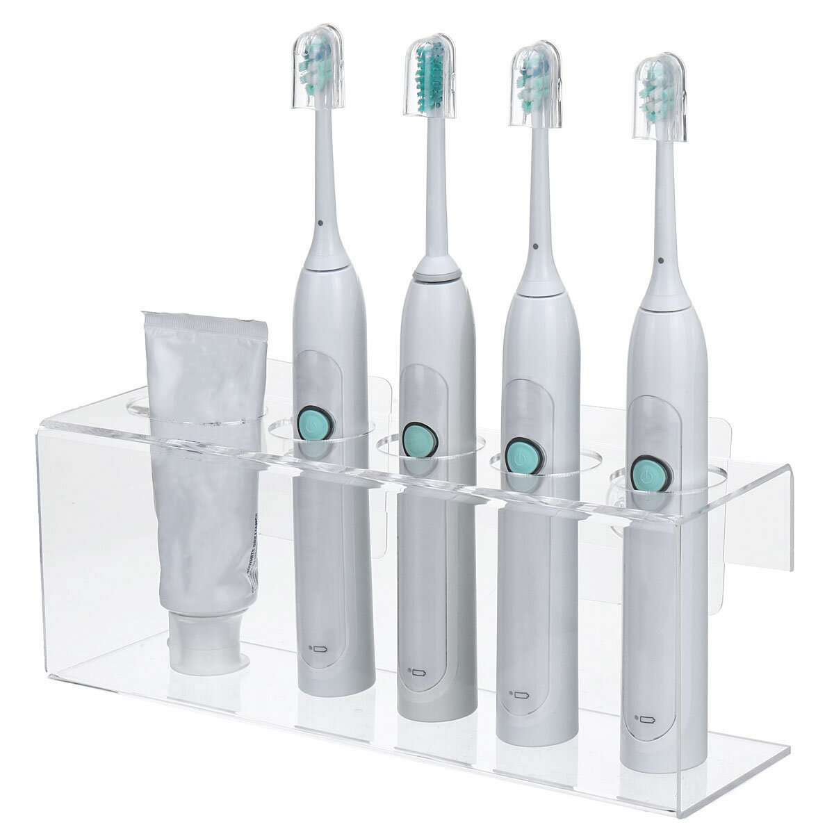 Soporte transparente para almacenamiento de pasta de dientes para cepillo de dientes montado en la pared Cuarto de baño