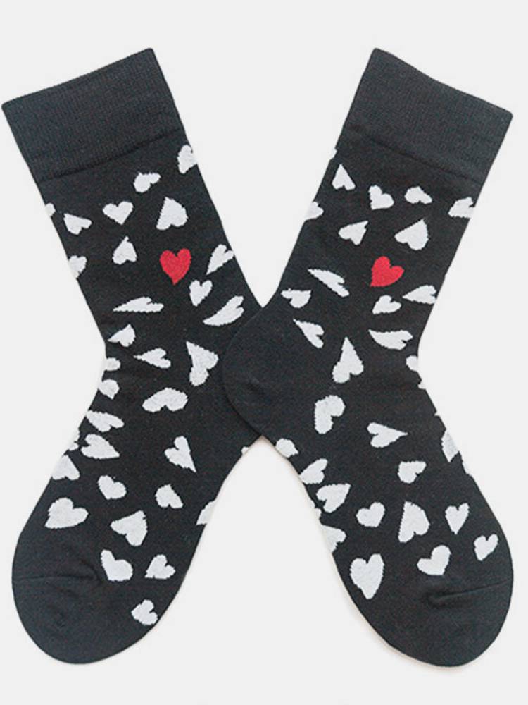 Algodón calcetines Tubo medio de tendencia en forma de corazón calcetines Pareja de hombres y Mujer El mismo párrafo