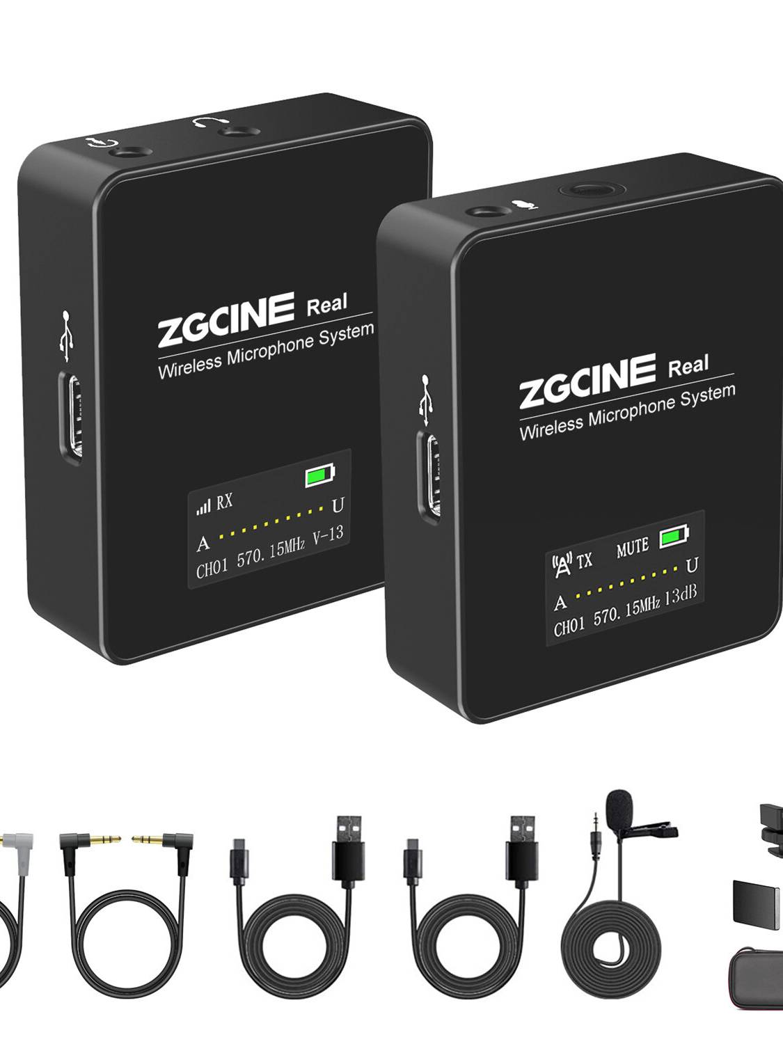 ZZGCINE GO 1V1 UHF Inalámbrico Lavalier Lapel Micrófono Sistema con transmisor y Receptor para Smartphones Cámara