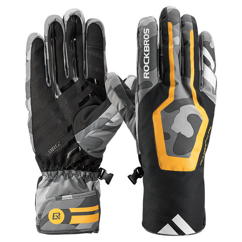 ROCKBROS Warmth Cycling Guantes Winter Windproof Impermeable MTB Bike Guantes TPU Pantalla táctil Guante Accesorios de s