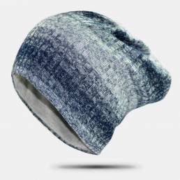 Unisex lana cálida doble capa rayas verticales gradiente de color sin borde de punto Sombrero Beanie Toque Sombrero