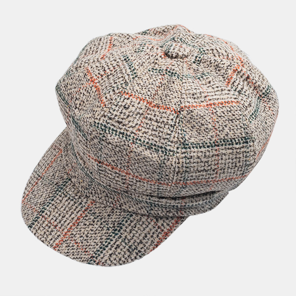 Unisex algodón Retro estilo británico cuadros pintor vendedor de periódicos sombrero boina sombrero octagonal
