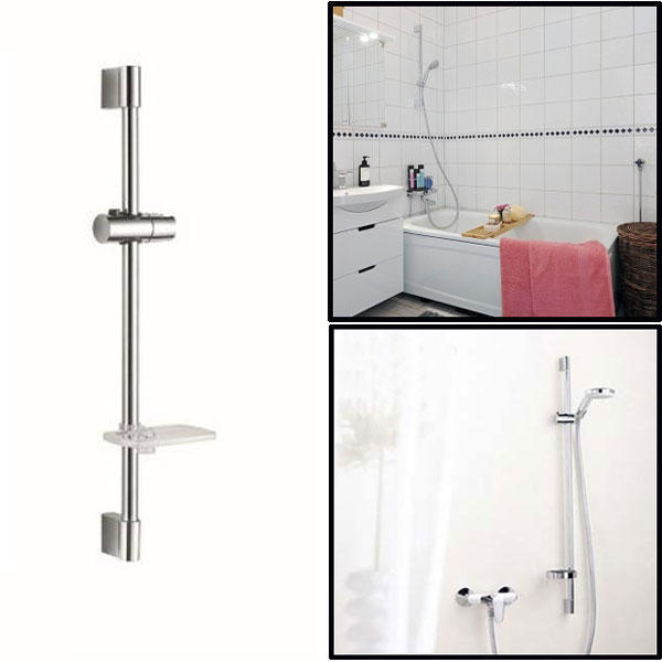 Cuarto de baño ducha barra de la cabeza de elevación configurado con jabonera y el soporte del cabezal de ducha