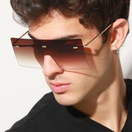 Unisex Gradient Color Square Frameless Fashion Cool UV Gafas de sol de protección