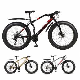 BIKIGHT 26 Inch Bicicleta de montaña de 24 velocidades 4.0 Neumático grueso Bicicleta MTB Freno de disco doble Playa Bic