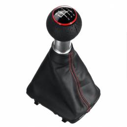 Perilla de cambio de velocidad de 5/6 velocidades con cubierta de arranque de polaina negra con anillo rojo para Audi A3