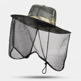 Hombre Senderismo Viaje Sol Sombrero al aire libre pesca Gorra Gasa de malla transpirable Casual Sombrero Cubo Sombrero