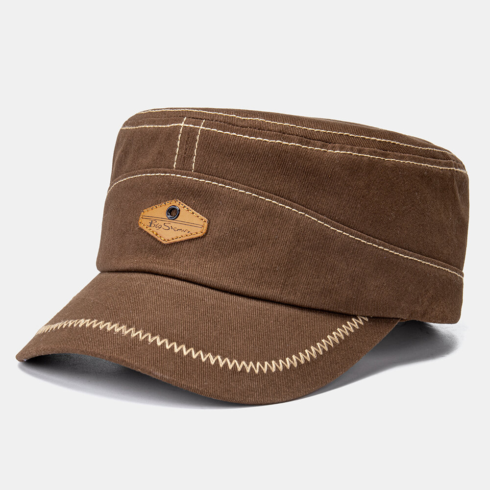 Banggood Diseño Hombres Color sólido Retro Mantener caliente al aire libre Plano Sombrero militar Sombrero