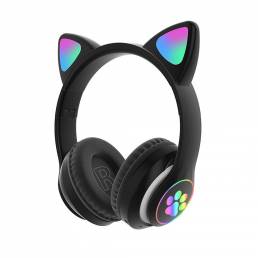 Bakeey STN-28 Bluetooth inalámbrico Auriculares Cute Kids Headset HIFI Bass FM Radio TF Card AUX-In RGB Luminous Plegabl