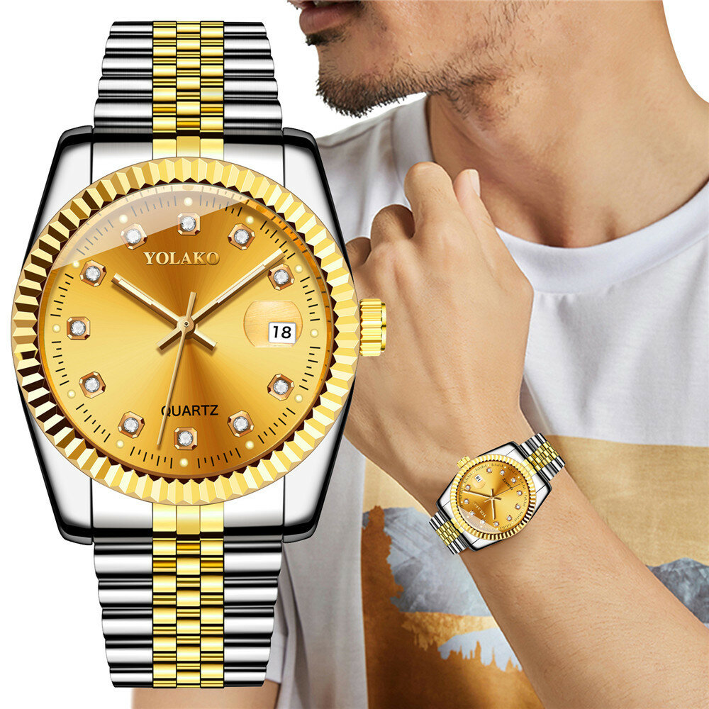 Moda Aleación de acero Banda Reloj Diamante Casual Cuadrado Hombres Reloj de cuarzo