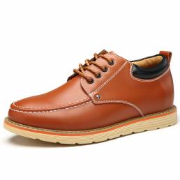 Zapatos de cuero casuales de tacón aumentado antideslizantes cómodos de estilo británico para hombres