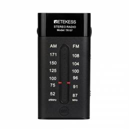 RETEKESS TR107 Mini bolsillo portátil Radio FM AM Pointer Tuning Soporte estéreo BBS Mega Bajo con Auricular para Walk J