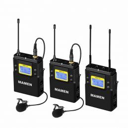 MAMEN WMIC-01 UHF de doble canal inalámbrico Micrófono Sistema 2 transmisores 1 Receptor 50 canales Micrófono para teléf
