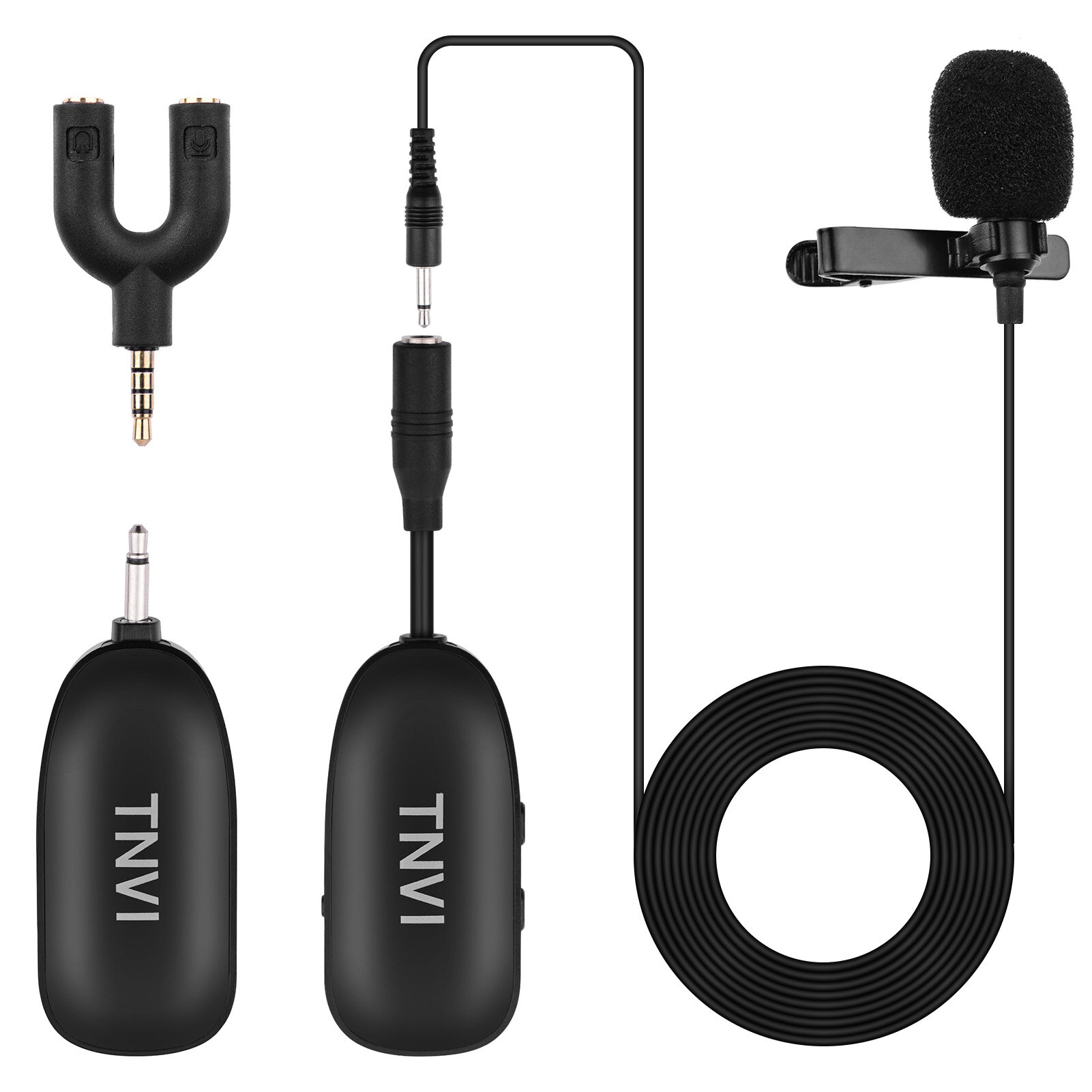 TNVI V1 2.4G Sistema inalámbrico Micrófono con transmisor recargable Reveiver Lapel Lavalier Micrófono para computadora