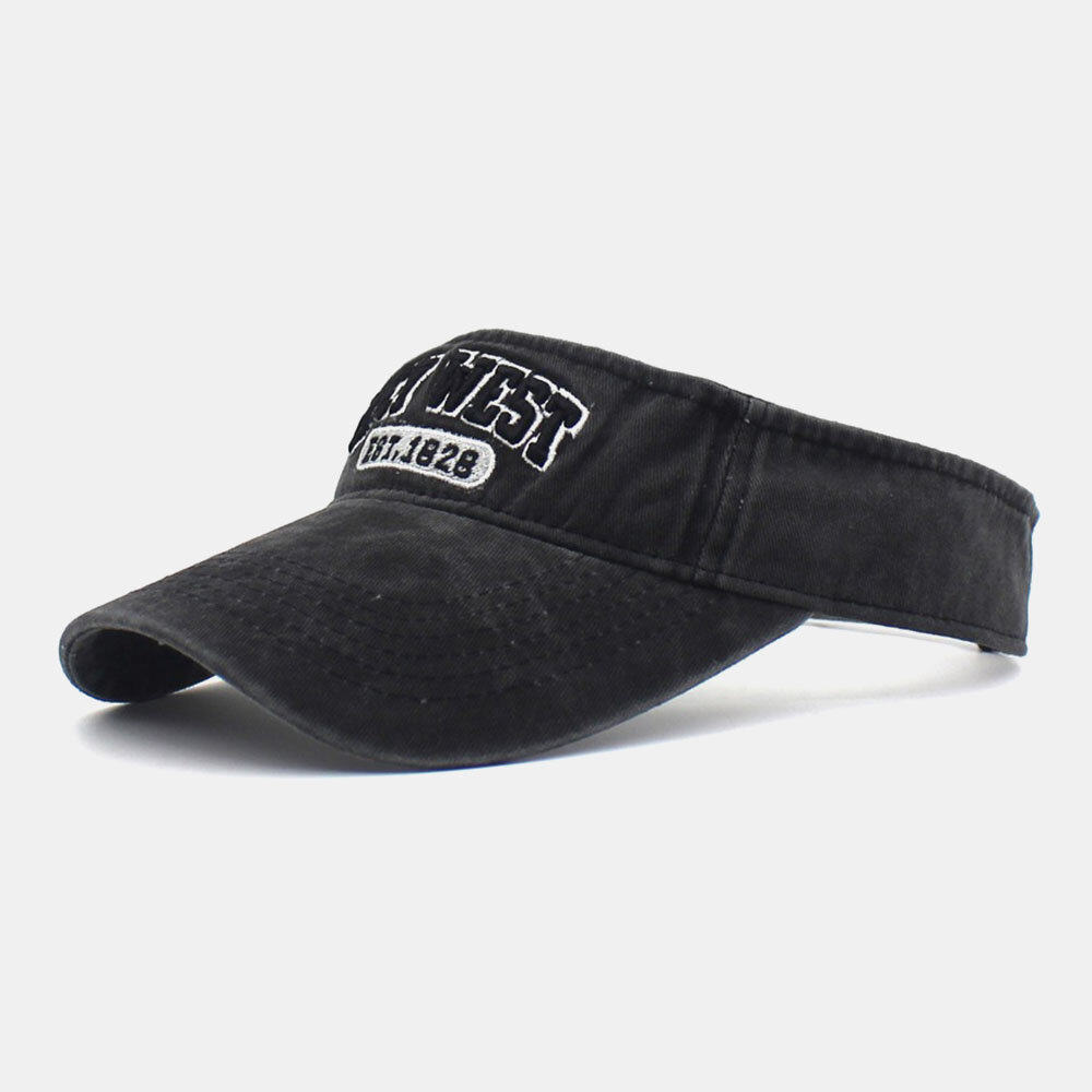 Algodón unisex Número de letra Patrón Protector solar lavado grueso bordado Top vacío Sombrero Gorra de béisbol