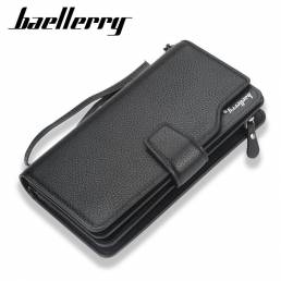 Baellerry Fashion Long Zipper Wallet Clutches Bolsa Teléfono Bolsa para hombres