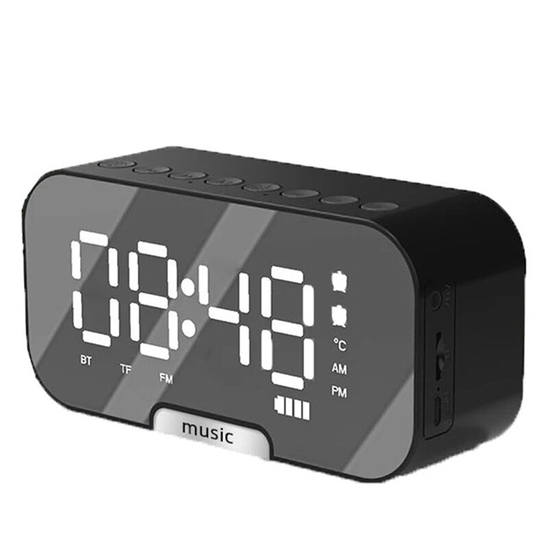 Bakeey Q5 Alarma de altavoz inalámbrico bluetooth Reloj Estéreo bajo FM Radio Tarjeta TF Barra de sonido Pantalla de esp