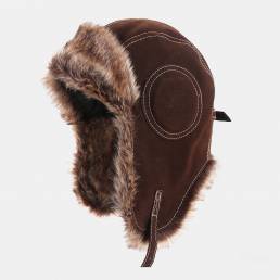 Unisex piel sintética cálida a prueba de viento Oreja Protección al aire libre Trapper Sombrero Para esquiar