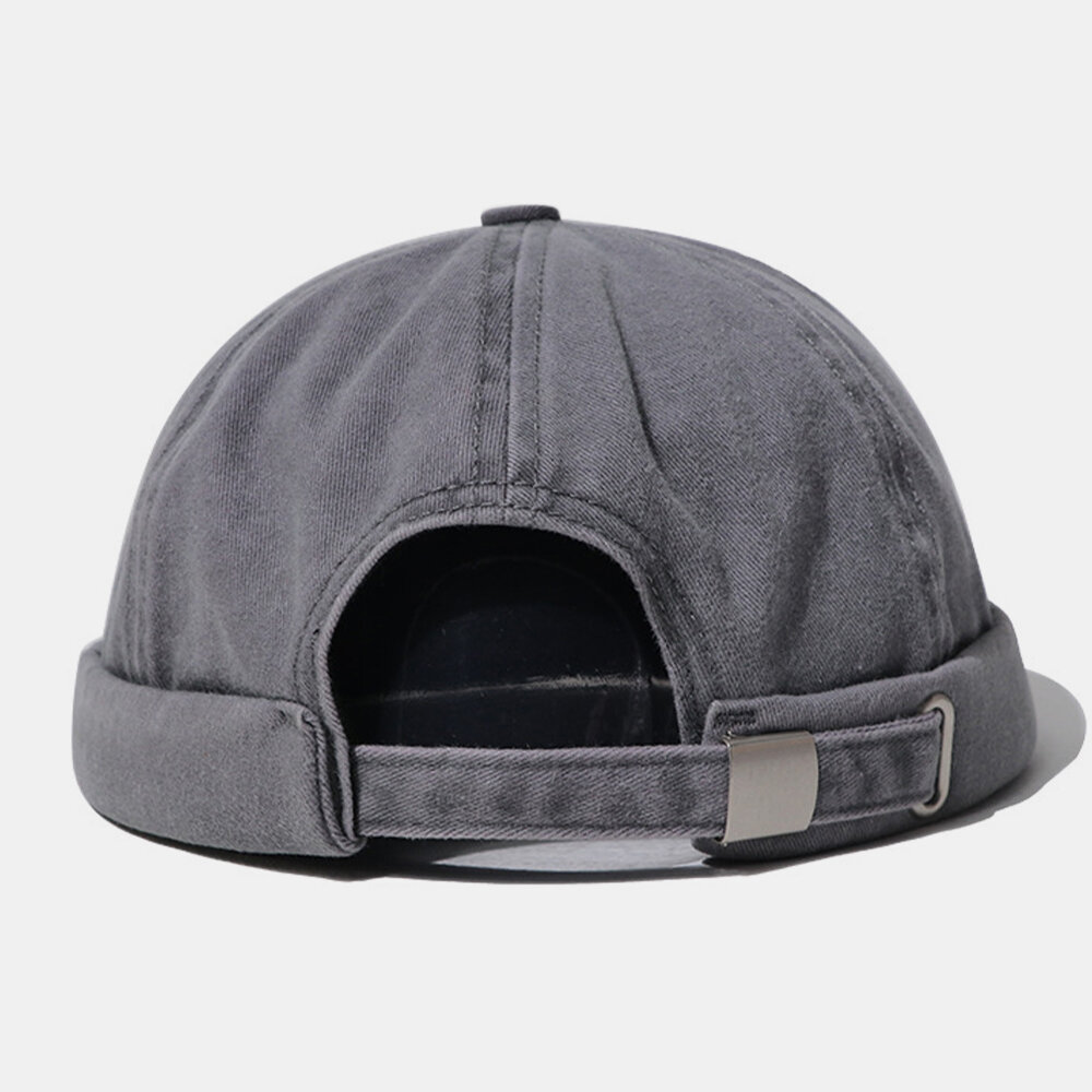 Unisex algodón Retro sólido estilo hip-hop Street Trend sin ala Beanie Landlord Sombrero Cráneo Sombrero