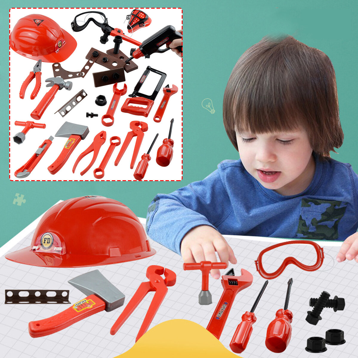 Caja de herramientas de juguete de simulación para niños