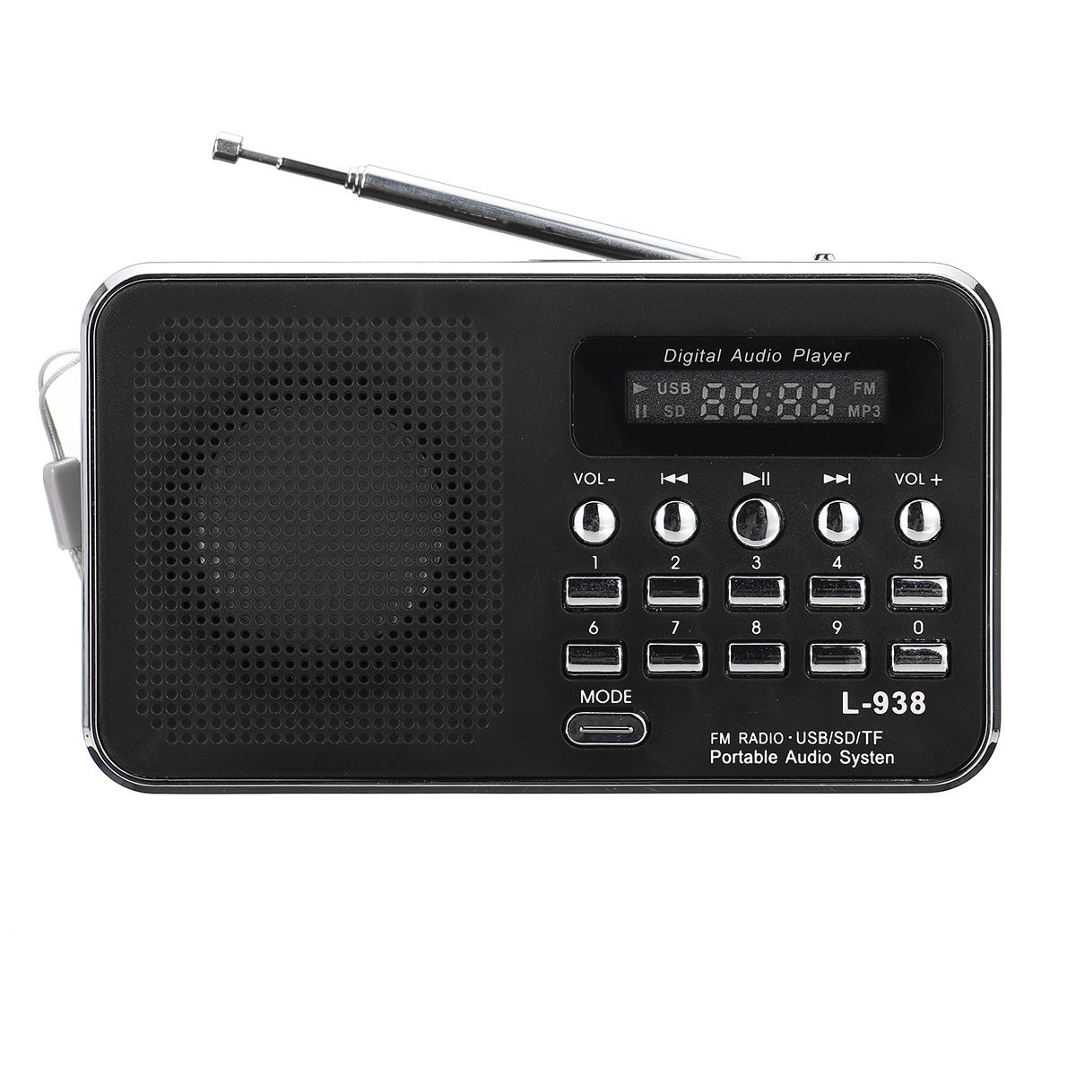 FM portátil 87.5-108MHZ 4.2V 4Ω Radio TF Tarjeta SD AUX Loop Play Altavoz Reproductor de música MP3