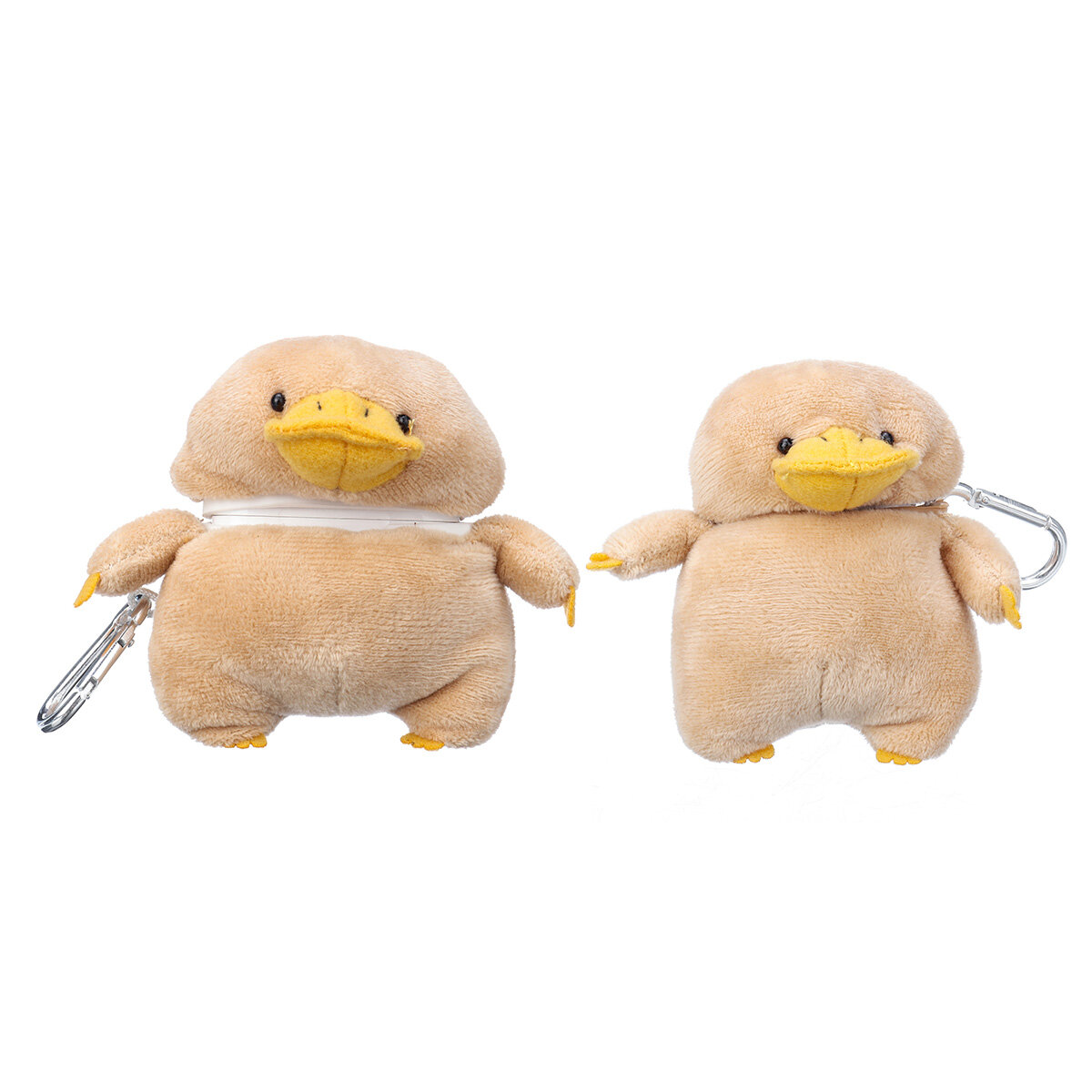 Cute Duck Soft Furry Kawaii Fun Cool Mini Auricular Cubierta de almacenamiento Caso con Llavero Carga inalámbrica Caja p
