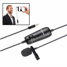 SHOUFEI S2 Professional Micrófono 6M Lavalier Grabador de audio estéreo Clip de entrevista Micrófono para Cámara Smartph