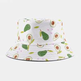 Unisex algodón de doble cara dibujos animados fruta Patrón impresión moda sombrilla cubo Sombrero