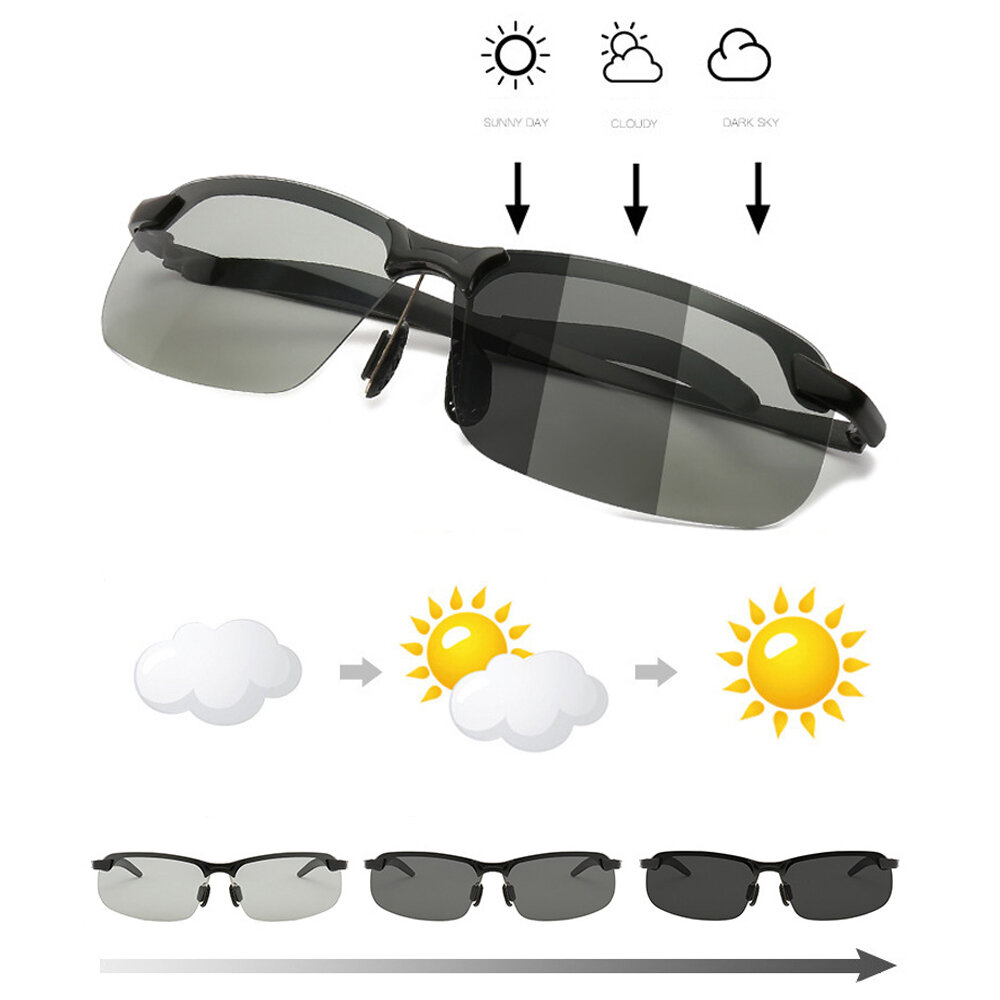 Gafas de sol Día y noche Uso doble Cambio de color Gafas Conducción de visión nocturna pesca Gafas