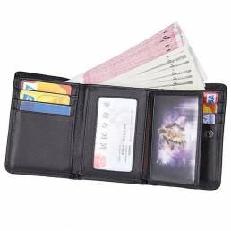 9 ranuras para tarjetas Hombre Piel Genuina RFID Bloqueo Secure Wallet Minimalista Classic Soporte de tarjeta