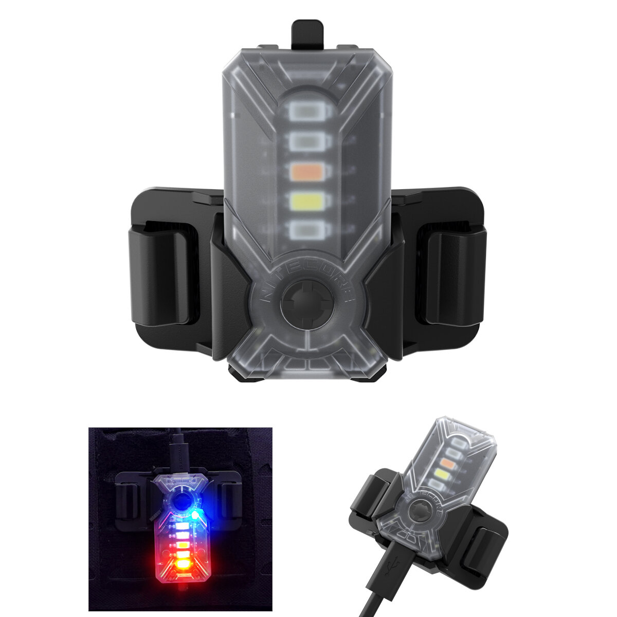 NITECORE NU07 5 colores LED Luz de señal USB recargable Casco Faro Molle Pocket Clip Light con Batería Cargador de sopor