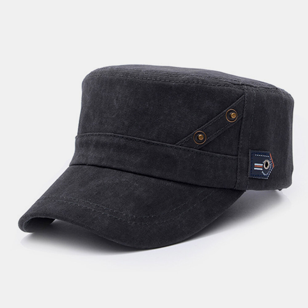 Braguitas informales de algodón Made-old para hombre de color sólido militar Sombrero Plano Sombrero En punta Sombrero