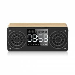 A10 de madera portátil bluetooth 5.0 altavoz alarma Reloj altavoces inalámbricos soporte TF AUX USB FM Radio para PC con