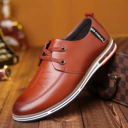Hombres de cuero de microfibra transpirable antideslizante cómodos Oxfords zapatos de negocios casuales